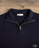 Merz b. Schwanen MWZP04 Merino Wool Ribbed Half-Zip Pullover - Dark Navy