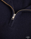Merz b. Schwanen MWZP04 Merino Wool Ribbed Half-Zip Pullover - Dark Navy