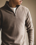 Merz b. Schwanen MWZP04 Merino Wool Ribbed Half-Zip Pullover - Grain