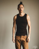 Merz b. Schwanen RIBTANK01 Ribbed Tank Top - Espresso