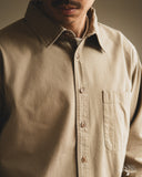 Merz b. Schwanen SHIRT01HB - Herringbone Long-Sleeve Shirt - Dusted Khaki