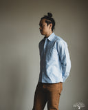 Merz b. Schwanen SHIRT11OX Modern-Cut Cotton Oxford Long-Sleeve Shirt - Light Blue / White