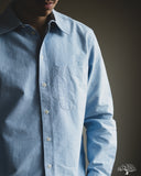 Merz b. Schwanen SHIRT11OX Modern-Cut Cotton Oxford Long-Sleeve Shirt - Light Blue / White