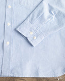 Merz b. Schwanen SHIRT11OX Modern-Cut Cotton Oxford Long-Sleeve Shirt - Light Blue / White