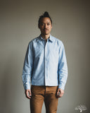 Merz b. Schwanen SHIRT11OX Modern-Cut Cotton Oxford Long-Sleeve Shirt - Light Blue / White