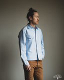 Merz b. Schwanen SHIRT11OX Modern-Cut Cotton Oxford Long-Sleeve Shirt - Light Blue / White