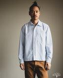 Merz b. Schwanen SHIRT11OX Modern-Cut Cotton Oxford Long-Sleeve Shirt - Stripes Light Blue