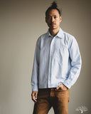 Merz b. Schwanen SHIRT11OX Modern-Cut Cotton Oxford Long-Sleeve Shirt - Stripes Light Blue