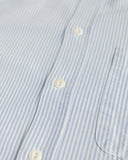 Merz b. Schwanen SHIRT11OX Modern-Cut Cotton Oxford Long-Sleeve Shirt - Stripes Light Blue