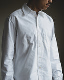 Merz b. Schwanen SHIRT11OX Modern-Cut Cotton Oxford Long-Sleeve Shirt - White