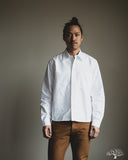 Merz b. Schwanen SHIRT11OX Modern-Cut Cotton Oxford Long-Sleeve Shirt - White
