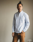 Merz b. Schwanen SHIRT19OX Button-Down Cotton Oxford Long-Sleeve Shirt - Stripes Light Blue