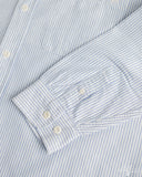 Merz b. Schwanen SHIRT19OX Button-Down Cotton Oxford Long-Sleeve Shirt - Stripes Light Blue
