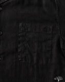 SHIRT03LI Linen Bowling Short-Sleeve Shirt - Deep Black