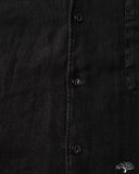 SHIRT03LI Linen Bowling Short-Sleeve Shirt - Deep Black