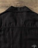 SHIRT03LI Linen Bowling Short-Sleeve Shirt - Deep Black