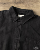 SHIRT20LI Relaxed Fit Organic Linen Long-Sleeve Shirt - Deep Black