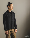 SHIRT20LI Relaxed Fit Organic Linen Long-Sleeve Shirt - Deep Black