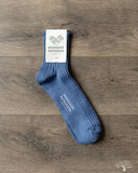 Nishiguchi Kutsushita Linen Ribbed Sock Blue