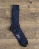Nishiguchi Kutsushita Luxurious Cotton Ribbed Socks - Denim