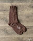 Nishiguchi Kutsushita Wool Cotton Boot Socks Mocha Brown