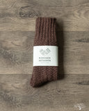 Nishiguchi Kutsushita Wool Cotton Boot Socks Mocha Brown
