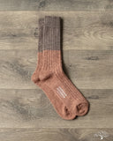 Nishiguchi Kutsushita Wool Cotton Slab Socks - Brown