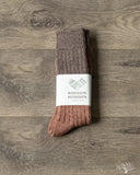 Nishiguchi Kutsushita Wool Cotton Slab Socks - Brown