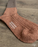 Nishiguchi Kutsushita Wool Cotton Slab Socks - Brown