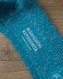 Nishiguchi Kutsushita Hemp Cotton Ribbed Sock - Seagulls Blue