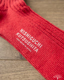 Nishiguchi Kutsushita Linen Ribbed Sock - Antique Red