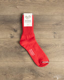 Nishiguchi Kutsushita Silk Cotton Socks - Red