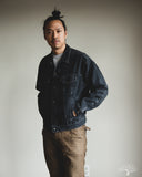 orSlow Organic Cotton Flannel Check Lining Type 3 Denim Jacket - Black Denim Stone