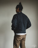 orSlow Organic Cotton Flannel Check Lining Type 3 Denim Jacket - Black Denim Stone