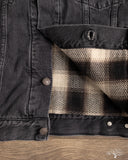 orSlow Organic Cotton Flannel Check Lining Type 3 Denim Jacket - Black Denim Stone