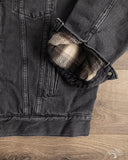 orSlow Organic Cotton Flannel Check Lining Type 3 Denim Jacket - Black Denim Stone