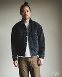orSlow Organic Cotton Flannel Check Lining Type 3 Denim Jacket - Black Denim Stone