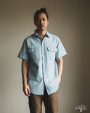 orSlow Short-Sleeve Chambray Work Shirt w/ Flap Pocket - Chambray Bleached