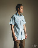 orSlow Short-Sleeve Chambray Work Shirt w/ Flap Pocket - Chambray Bleached