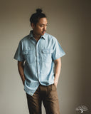 orSlow Short-Sleeve Chambray Work Shirt w/ Flap Pocket - Chambray Bleached