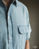 orSlow Short-Sleeve Chambray Work Shirt w/ Flap Pocket - Chambray Bleached