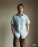 orSlow Short-Sleeve Chambray Work Shirt w/ Flap Pocket - Chambray Bleached