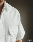 orSlow Short-Sleeve Chambray Work Shirt w/ Flap Pocket - White