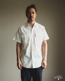orSlow Short-Sleeve Chambray Work Shirt w/ Flap Pocket - White
