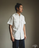 orSlow Short-Sleeve Chambray Work Shirt w/ Flap Pocket - White