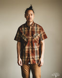 orSlow Short Sleeve Original Check Work Shirt w/ Flap Pocket - Brown Check