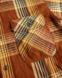 orSlow Short Sleeve Original Check Work Shirt w/ Flap Pocket - Brown Check