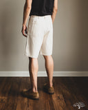 orSlow Summer Fatigue Shorts - Ecru Herringbone Twill