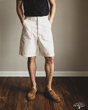 orSlow Summer Fatigue Shorts - Ecru Herringbone Twill