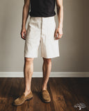 orSlow Summer Fatigue Shorts - Ecru Herringbone Twill